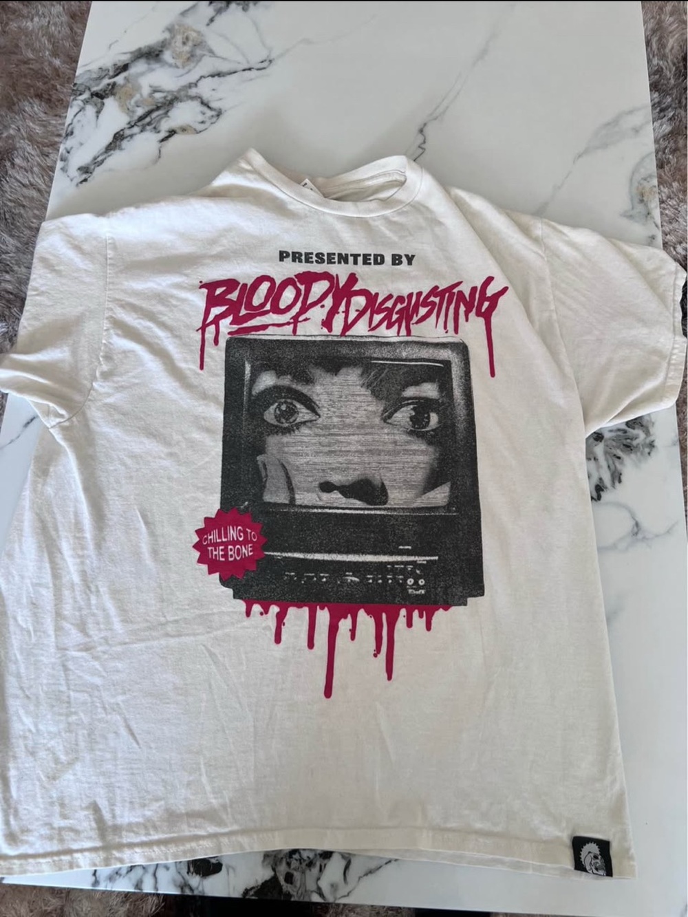 Blood! Disgusting Graphic Short Sleeve Tee - White